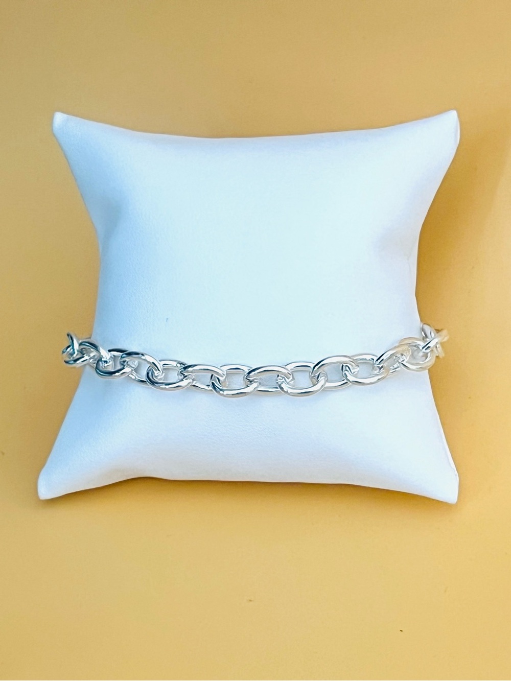 Thick chain link silver plated bracelet